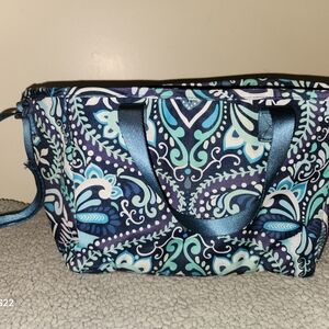 Vera Bradley Blue and Green Patterned Everything Organizer Stroller Storage Bag